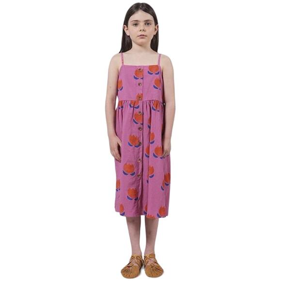 Bobo Choses Girls Chocolate Flowers All Over Woven Dress 10-11 Pink Sundress - Picture 7 of 8